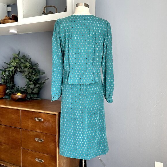 Vintage 80's Jeannene Booher for Maggy London Silk Skirt Blouse Suit Set - Picture 2 of 10